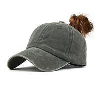 YULOONG Berretto da Baseball da Donna Mezza Maglia Messy Bun Coda di Cavallo Vintage Denim Ponycaps Cotone Regolabile Cappello da Sole Estivo Classic Sport Casual Berretto con Visiera C-Verde