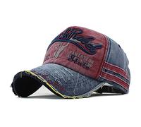 YULOONG Berretto da Baseball in Cotone Vintage Moda Denim Lavato Retro Bordo Sfrangiato Cappello da Sole Cappello da Camionista Ricamato Cappellino Sportivo Casual Taglia Regolabile per Uomo Donna
