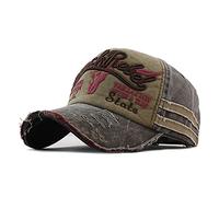 YULOONG Berretto da Baseball in Cotone Vintage Moda Denim Lavato Retro Bordo Sfrangiato Cappello da Sole Cappello da Camionista Ricamato Cappellino Sportivo Casual Taglia Regolabile per Uomo Donna