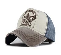 YULOONG Berretto da Baseball Vintage Cappello Trucker Denim Lavato Moda Pentagramma Modello Stella Cappello da Sole All'aperto 100% Cotone Unisex A