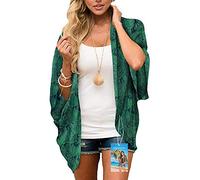 YULOONG Womens Cover Up Chiffon Stampa floreale Kimono Cardigan con scialle allentato Boho Camicetta casual estiva Top Costumi da bagno da spiaggia sexy Mantelle