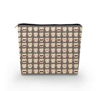 YULUENZE Borsa per il trucco dei denti dei cartoni animati, con sfondo grigio, organizer con cerniera, per dentisti, pazienti dentali, infermiere, donne, ASNT0569