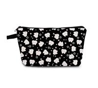 YULUENZE Borsa per il trucco dei denti dei cartoni animati con sfondo nero, piccola borsa organizer con cerniera, borsa cosmetica per dentisti, pazienti dentali, infermiere, donne, HZT0567