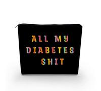 YULUENZE Borsa per trucchi con stampa di lettere, borsa per medicine, borsa in tela per articoli da toeletta con cerniera, per tutti i miei problemi di diabete, idea regalo di compleanno ispiratrice