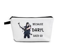 YULUENZE Daryl Borsa per trucchi con citazione Daryl Dixon Fan Gift Organizer Bag Beacuse Daryl Said So Toiletry Zipper Pouch Daryl TV Show Cosmetic Bag Regalo per donne amiche, ahz0210
