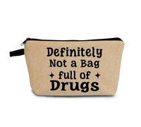 YULUENZE Divertente borsa per il trucco con stampa di slogan con lettere, borsa organizer con cerniera, sicuramente non una borsa piena di droghe, piccola borsa cosmetica regalo per donne amiche,