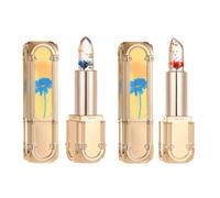 Yulyoie Flower Color Changing Lipstick, Yulyoie Gold Foil Flower Color Changing Lipstick, Flower Color Changing Lipstick, Clear Color Lipstick, Long-lasting Moisturizing (#C)