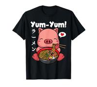 Yum Yum Giapponese Anime Ramen Noodle Cute Pig Maglietta