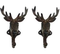 YUMBOR Ganci da parete decorativi in ghisa rustica resistente, cervo con corna di cervo, portachiavi da appendere, gancio per chiavi, gancio in ferro resistente, portachiavi per soggiorno, bagno