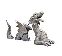 Yumech Statua da giardino a forma di drago, grande in resina, gotico, ornamento per prato e fossato del castello
