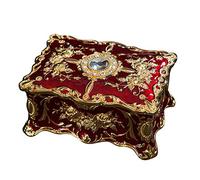 Yumech Vintage Trinket Box Scatola di Immagazzinaggio di Monili di Stile Antico Europeo In Rilievo Due-Strato Gingillo Organizzatore Caso Keepsake Box per Ring Collane Orecchini