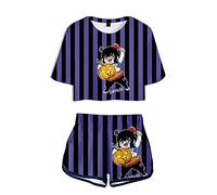 Yumenam Donna Anime Crop Tops + Pantaloncini 2 Pezzi Tuta Costume Cosplay TANJIRO NEZUKO INOSUKE 3D Stampato Manica Corta Tee Camicia Tops e Pantaloni Corti Casuale Set Pigiama Estate
