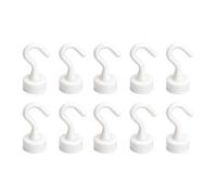YUMILI 10 ganci magnetici in plastica resistente, piccoli ganci magnetici per frigorifero, cucina, ufficio, aula, campeggio, crociera (bianco)
