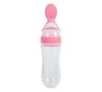 YUMILI Biberon per Bambini, 1Pc 90mL Biberon in Silicone per Bambini, Biberon per Alimenti per Bambini con Cucchiaio Alimentatore per Cereali per Porridge di Latte di Cereali (Rosa)