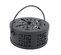 YUMILI Metal Coil Holder Exquisite Iron Portable Zigzag Bottom Design Classic Cutout Pattern for Patios Gardens Balconies Poolside Outdoor Camping Trips 14cm 15cm 7cm