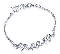 Yumilok 925 Argento Sterling Hohle destriero cavallo Charm Braccialetto Catena Bracciale a corda da Donna Signora e Ragazze, 6.3 - 7.5" regolabile