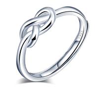 Yumilok, anello da donna regolabile, a forma di nodo dell’infinito, trend per coppia, in argento sterling 925, per fidanzamento, per donne e ragazze