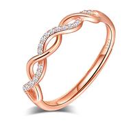 Yumilok Anello da donna regolabile Anniversario Infinity Infinity Zirconia infinito, anello per partner, anello di fiducia in argento 925, per donne e ragazze, oro rosa