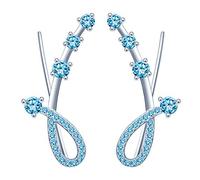 Yumilok Bling Orecchini da donna con 7 cristalli note musicali, in argento Sterling 925, ipoallergenici, per donne e ragazze e Argento, colore: Blu, cod. Y20105-blue