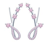 Yumilok Bling Orecchini da donna con 7 cristalli note musicali, in argento Sterling 925, ipoallergenici, per donne e ragazze e Argento, colore: Rosa, cod. Y20105-pink
