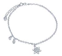 Yumilok - Braccialetto da donna in argento Sterling 925 con zirconia cubica e fiocco di neve, con estensione