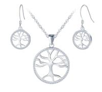 Yumilok Collana con albero della vita in argento Sterling 925, con ciondolo a forma di albero della vita, da donna, con zirconi, Argento
