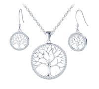 Yumilok Collana con albero della vita in argento Sterling 925, con ciondolo a forma di albero della vita, da donna, con zirconi, Argento