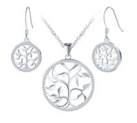 Yumilok Collana con albero della vita in argento Sterling 925, con ciondolo a forma di albero della vita, da donna, con zirconi, Argento