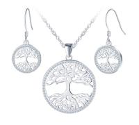 Yumilok Collana con albero della vita in argento Sterling 925, con ciondolo a forma di albero della vita, da donna, con zirconi, Argento