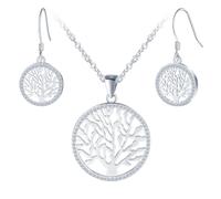 Yumilok Collana con albero della vita in argento Sterling 925, con ciondolo a forma di albero della vita, da donna, con zirconi, Argento