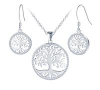 Yumilok Collana con albero della vita in argento Sterling 925, con ciondolo a forma di albero della vita, da donna, con zirconi, Argento