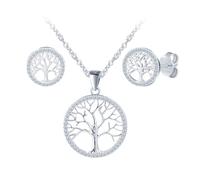 Yumilok Collana con albero della vita in argento Sterling 925, con ciondolo a forma di albero della vita, da donna, con zirconi, Argento