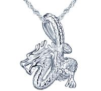 Yumilok Collana con ciondolo a forma di drago, in argento Sterling 925, per donna/ragazza, Argento sterling, Senza pietra