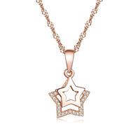 Yumilok, collana con ciondolo doppio a forma di stella in argento Sterling 925 e con zirconi, per donne e ragazze, color oro rosa e argento e argento, colore: oro rosa, cod. Y30N13