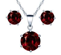 Yumilok-Collana con ciondolo semplice da donna in argento sterling S925 con zirconi esagonali, alla moda e squisita (rosso)
