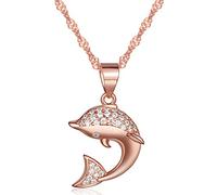 Yumilok Collana con delfino, argento Sterling 925 e zirconi, color oro rosa, argento, colore: oro rosa, cod. Y30110-R