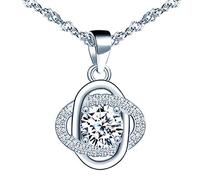 Yumilok Collana con fiore in argento 925, orecchini con zirconia cubica, gioielli con fiore da donna, set di gioielli, regalo di Natale e di compleanno, zirconia cubica pietra preziosa, zirconia