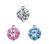 Yumilok Collana da donna alla moda, trasparente, con ciondolo a forma di sirena, con zirconi e cristalli bianchi, blu, rosa, con ciondolo a forma di sirena, per donne e ragazze