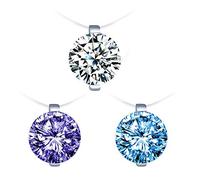 Yumilok Collana da donna alla moda trasparente con lenza da pesca con zircone Clavicle catena di cristallo bianco blu viola con ciondolo sirena lacrime set di gioielli per donne e ragazze