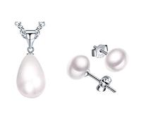 Yumilok, collana da donna con ciondolo a forma di goccia 'lacrime dell'angelo' orecchini piercing set di gioielli in argento Sterling 925, regalo per donne e ragazze