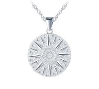 Yumilok Collana da donna in argento sterling 925, con ciondolo a forma di cerchio, con sole, luna, moneta, in argento, per donne e ragazze, Argento