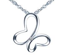 Yumilok - Collana da donna in argento Sterling 925 con ciondolo a forma di farfalla, con zirconi, 45 cm, regalo per donna