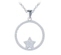 Yumilok Collana da donna in argento sterling 925, con ciondolo a forma di stella e farfalle, set di zirconi per donne, fidanzate, mamma, Argento