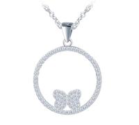 Yumilok Collana da donna in argento sterling 925, con ciondolo a forma di stella e farfalle, set di zirconi per donne, fidanzate, mamma, Argento