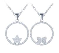 Yumilok Collana da donna in argento sterling 925, con ciondolo a forma di stella e farfalle, set di zirconi per donne, fidanzate, mamma, Argento