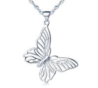 Yumilok - Collana da donna/ragazza, con ciondolo a forma di farfalla, in argento 925 sterling
