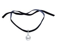 Yumilok Collana girocollo vintage in raso da donna con ciondolo di perle simulate, Zircone cubico, Perla