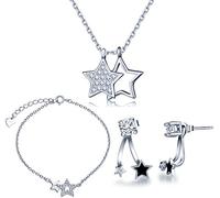 Yumilok Collana in argento sterling 925, con zirconi, con ciondolo a forma di stella, per donne e ragazze