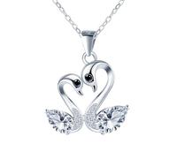 Yumilok Collana in argento sterling 925 Mossanite a forma di cuore da donna con doppio cigno amore zirconi ciondolo gioielli da sposa regali per le donne San Valentino