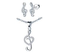 Yumilok-Collane da donna, orecchini in argento sterling collane a forma di cuore, note intarsiate con orecchini zirconi, elegante collana moda, lunghezza regolabile